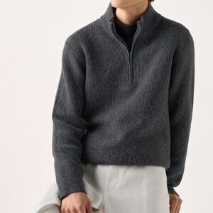 Uniqlo Dark Gray SOUFFLÉ YARN HALF-ZIP SWEATER